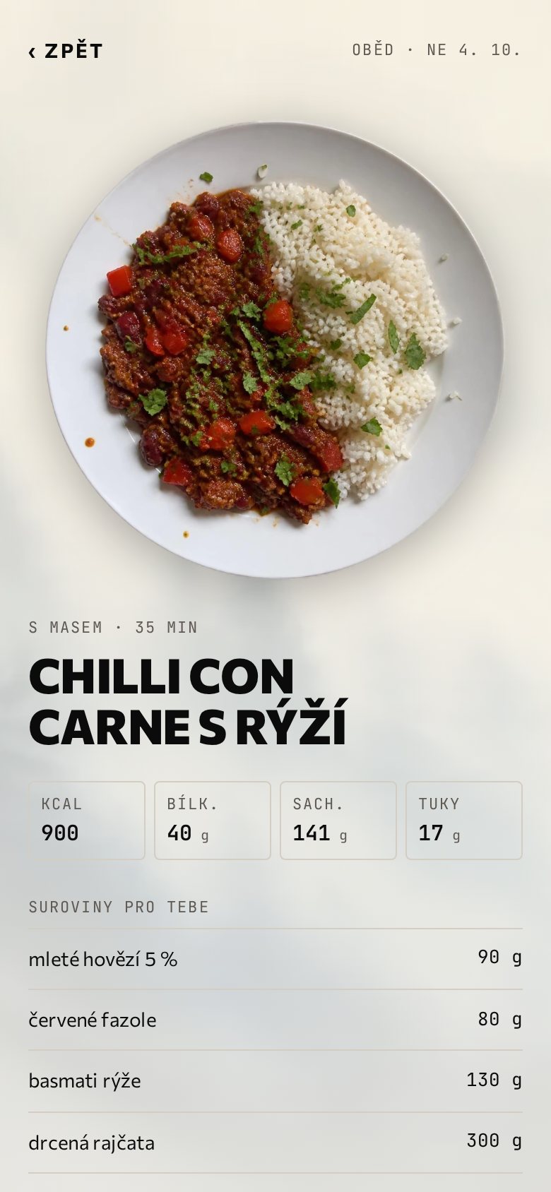 Recept v gramech s fotkou talíře